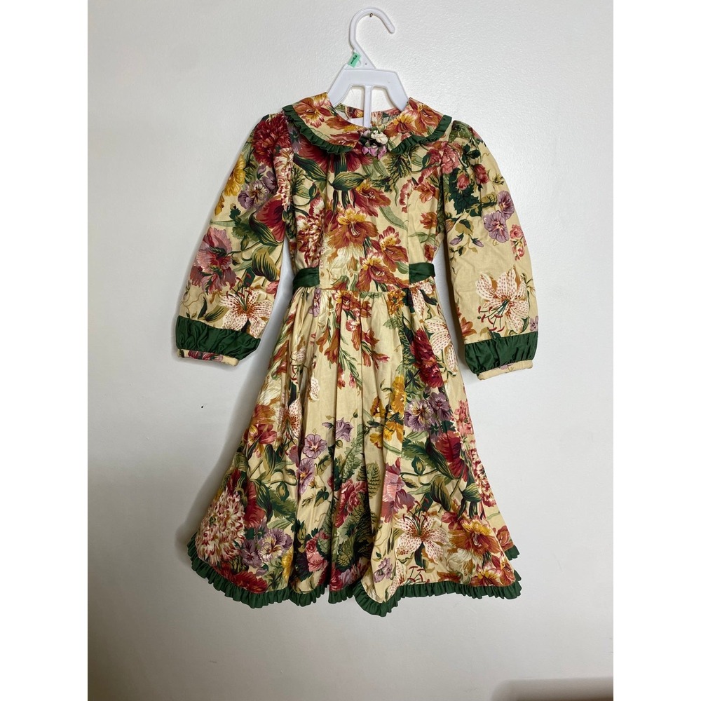 Vintage 1990s Wee Clancy Isabelle Tea Garden Fall Floral Dress